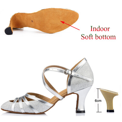 Cipele za latino ples Ženske salsa tango plesne zabave Štikle u boji šampanjca Srebrne crne ženske cipele Zatvorene cipele za vjenčanje