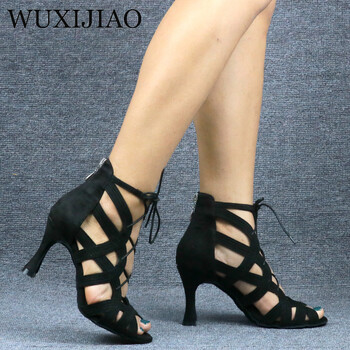 WUXIJIAO Γυαλιστερό Latin Dance Παπούτσια Γυναικεία Salas Ballroom Dance Shoes Pearl 9cm Software Waltz Shoes Selling Hot