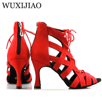 WUXIJIAO Γυαλιστερό Latin Dance Παπούτσια Γυναικεία Salas Ballroom Dance Shoes Pearl 9cm Software Waltz Shoes Selling Hot