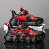 Bērnu ikdienas apavi zēnu sporta apavi, modes tīklveida apavi, karikatūra bērnu sporta apavi 2024. gada ādai rudens skriešanai, tenisa zēnu sporta apavi