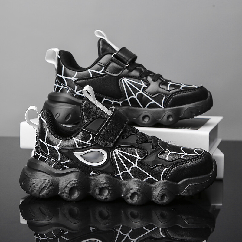 Bērnu ikdienas apavi zēnu sporta apavi, modes tīklveida apavi, karikatūra bērnu sporta apavi 2024. gada ādai rudens skriešanai, tenisa zēnu sporta apavi