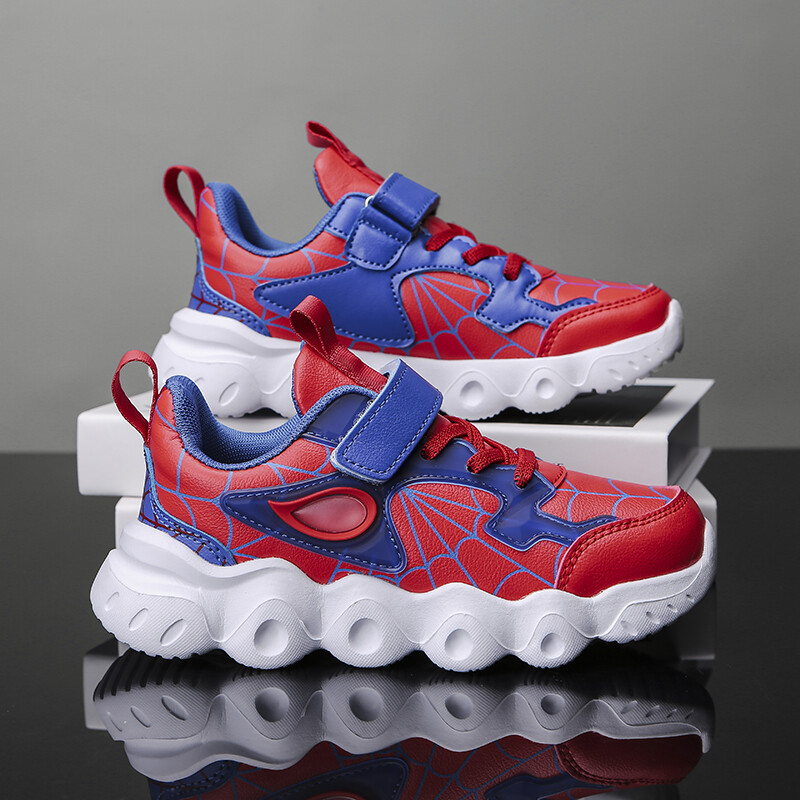 Bērnu ikdienas apavi zēnu sporta apavi, modes tīklveida apavi, karikatūra bērnu sporta apavi 2024. gada ādai rudens skriešanai, tenisa zēnu sporta apavi