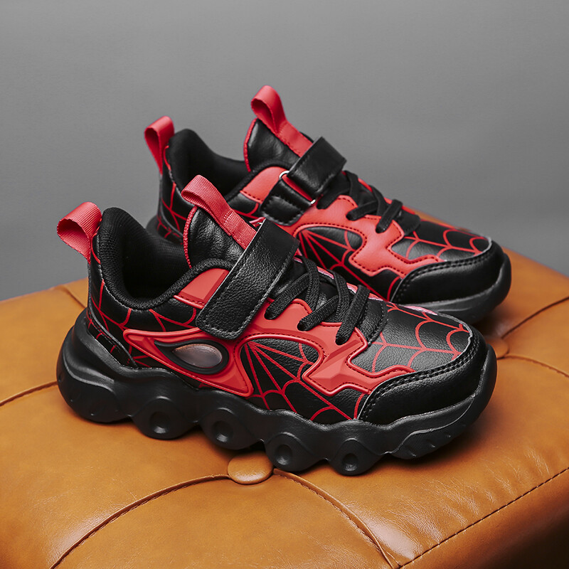 Bērnu ikdienas apavi zēnu sporta apavi, modes tīklveida apavi, karikatūra bērnu sporta apavi 2024. gada ādai rudens skriešanai, tenisa zēnu sporta apavi