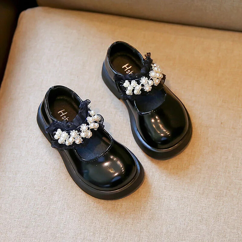 Dječje PU cipele Nova obuća s mekim potplatom Princess od biserne čipke Dječje ravne gumene mokasine Djevojčice Studentice Dnevne 23-35
