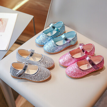 Παπούτσια Princess για κορίτσια Glitter Round Toe Spring Luxury Flat Παιδικά Παπούτσια Μονόχρωμα Κομψά ρηχά παιδικά παπούτσια