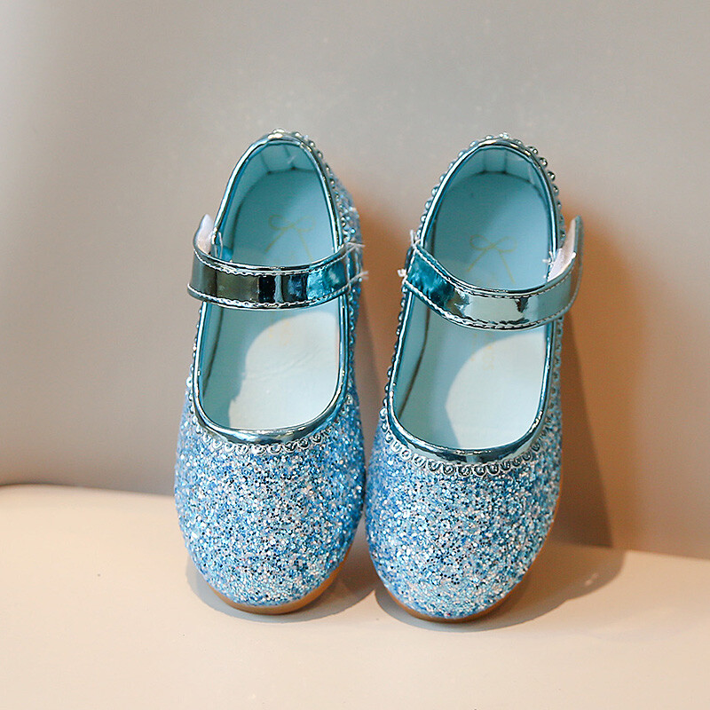 Cipele za princeze za djevojčice Svjetlucavi okrugli prsti Proljetne luksuzne dječje ravne cipele za zabave Jednobojne moderne plitke dječje cipele s kukom