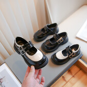 Meiteņu ādas apavi ballītēm kāzām Bērnu modes melni formas apavi skolas apavi Modes bērnu sprādzes Mary Janes princeses apavi