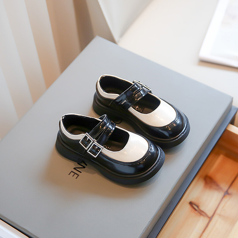 Meiteņu ādas apavi ballītēm kāzām Bērnu modes melni formas apavi skolas apavi Modes bērnu sprādzes Mary Janes princeses apavi