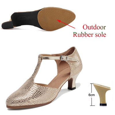 Latīņu deju apavi Sieviešu salsas tango balles ballītes deju apavi Ādas zelta meiteņu augstpapēžu kurpes ar slēgtu purngalu Džeza kedas