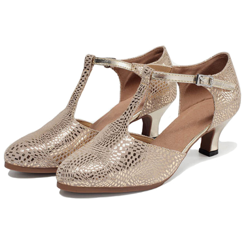 Latīņu deju apavi Sieviešu salsas tango balles ballītes deju apavi Ādas zelta meiteņu augstpapēžu kurpes ar slēgtu purngalu Džeza kedas