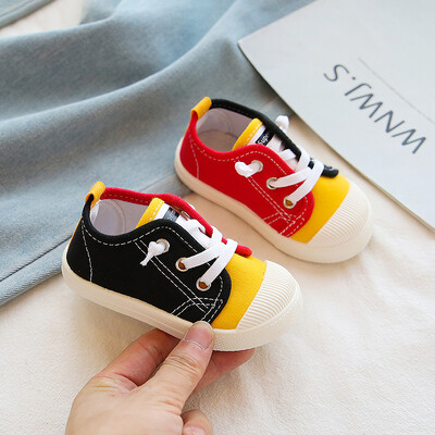 Zēniem Audekla apavi kedas Meiteņu tenisa apavi Šņorējami Bērnu apavi Toddler Dzeltens Chaussure Zapato Ikdienas Audekla apavi bērniem