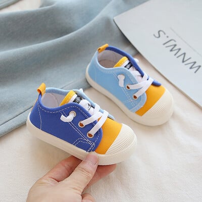 Zēniem Audekla apavi kedas Meiteņu tenisa apavi Šņorējami Bērnu apavi Toddler Dzeltens Chaussure Zapato Ikdienas Audekla apavi bērniem