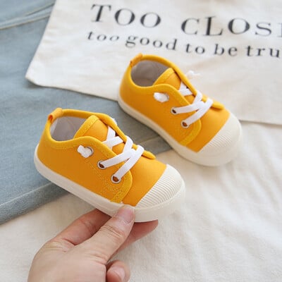 Zēniem Audekla apavi kedas Meiteņu tenisa apavi Šņorējami Bērnu apavi Toddler Dzeltens Chaussure Zapato Ikdienas Audekla apavi bērniem