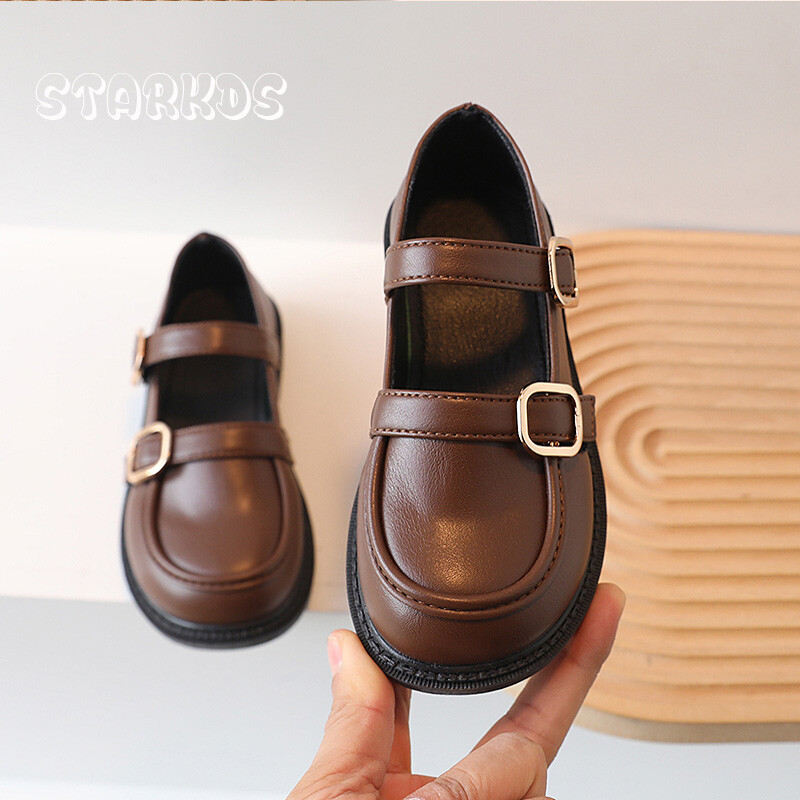 Klasične školske cipele s kopčom za djevojčice, retro britanske kožne cipele Mary Janes, dječje jesenske mekane ravne mokasine