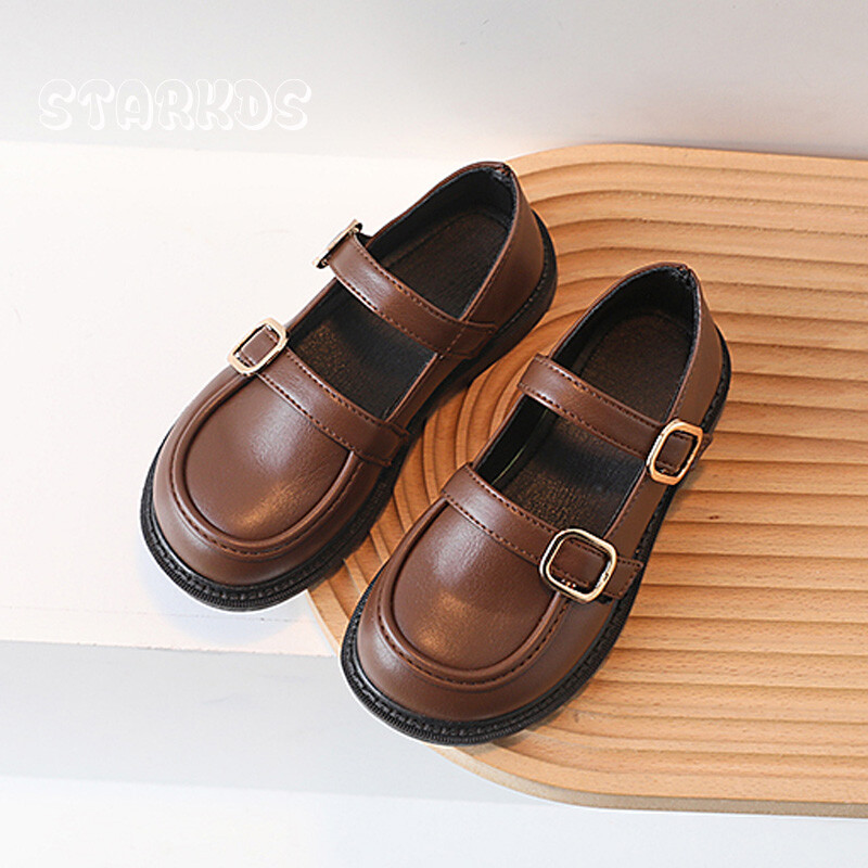 Klasične školske cipele s kopčom za djevojčice, retro britanske kožne cipele Mary Janes, dječje jesenske mekane ravne mokasine