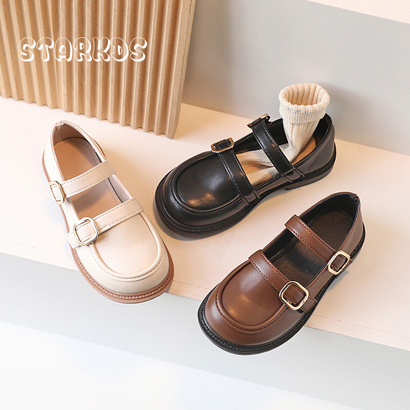 Klasične školske cipele s kopčom za djevojčice, retro britanske kožne cipele Mary Janes, dječje jesenske mekane ravne mokasine