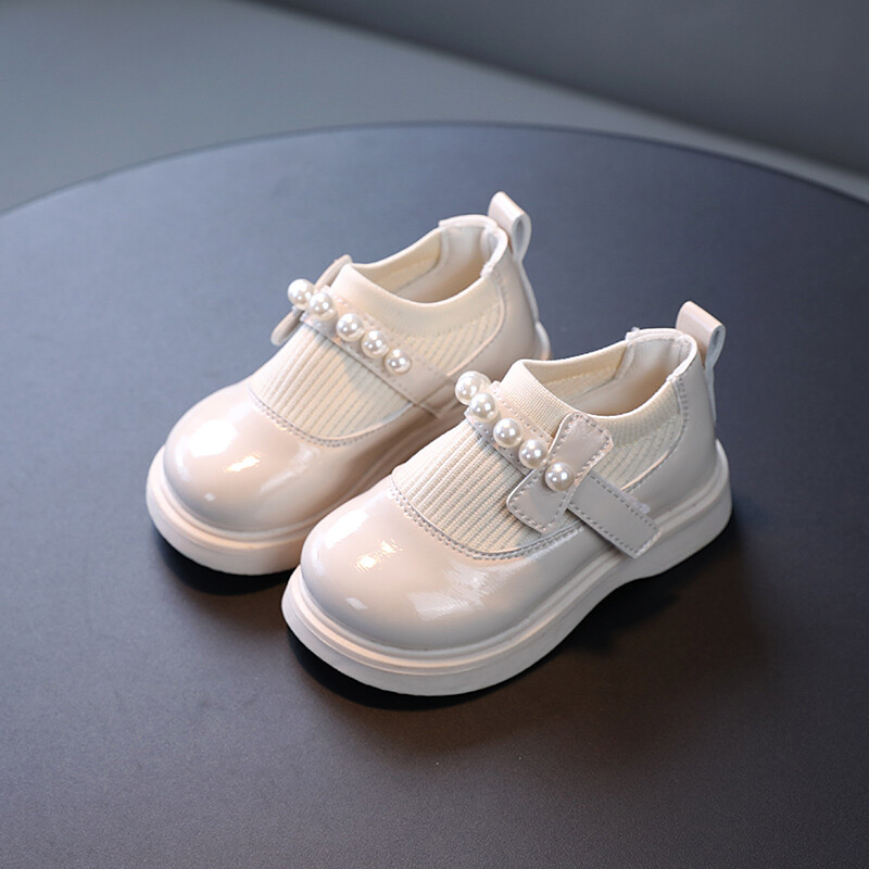 Δερμάτινα παπούτσια κοριτσιού δίχτυ υφασμάτινο μαργαριτάρι που αναπνέει φθινόπωρο Παιδικά ίσια παπούτσια Wedges μονόχρωμα slip-on Παιδικά παπούτσια για νήπια 21-30