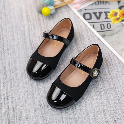 Gyerek bőrcipők lányoknak Kid Loafers Légáteresztő egyenruha Iskolai All-match Fekete Puha Performance Dress Cipők Hook & Loop