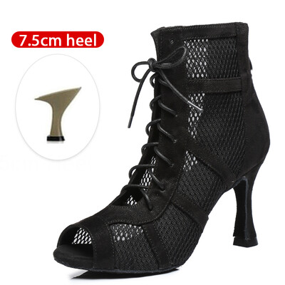 SWDZM Spīdīgi sieviešu deju zābaki Latīņamerikas džeza deju apavi Pilnīgi Rhinestone deju zābaki Pielāgojami papēži Sieviešu dāmu deju apavi