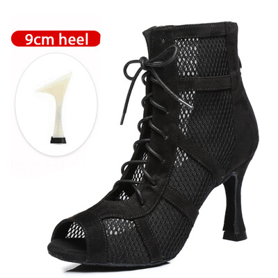 SWDZM Spīdīgi sieviešu deju zābaki Latīņamerikas džeza deju apavi Pilnīgi Rhinestone deju zābaki Pielāgojami papēži Sieviešu dāmu deju apavi