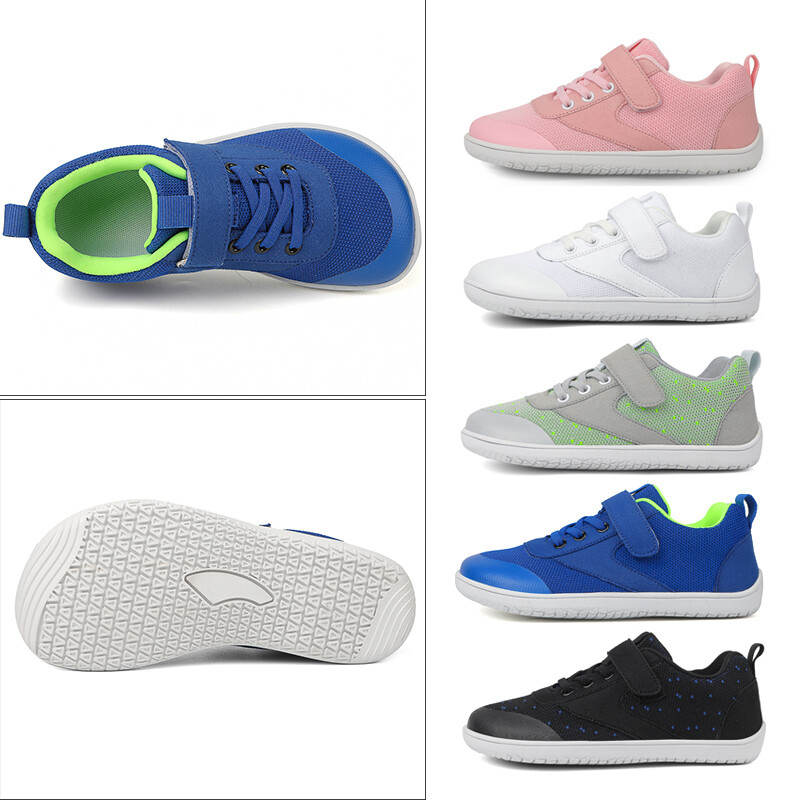 Mazi/lieli, plati, basām kājām apavi zēniem/meitenēm, dabiski minimālistiskas kedas Vieglas, elpojošas, staigājošas, atlētiskas platas kediņas