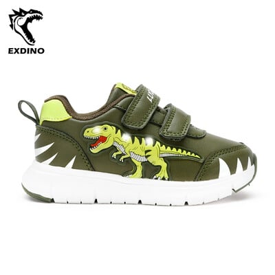 EXDINO Dinosaur Baby Kids LED T-REX bőr őszi új fiúk lányok villogó tornacipők világító kisgyermekek alkalmi sportcipők