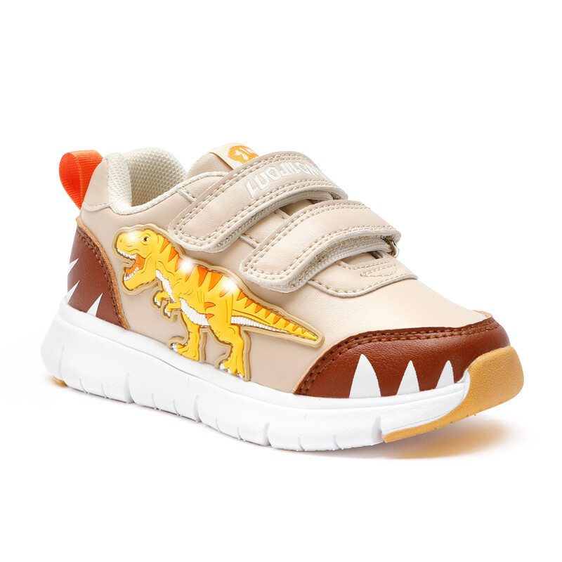 EXDINO Dinosaur Baby Kids LED T-REX Ādas Rudens Jauni Zēni Meitenes Mirgojošas Kurpes Iedegas Mazi Bērni Ikdienas sporta apavi