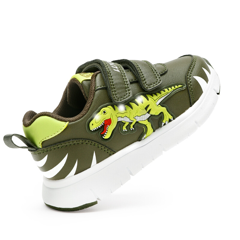 EXDINO Dinosaur Baby Kids LED T-REX Ādas Rudens Jauni Zēni Meitenes Mirgojošas Kurpes Iedegas Mazi Bērni Ikdienas sporta apavi