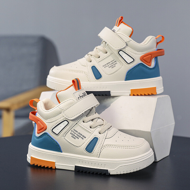 Modes Bērnu kedas Ikdienas apavi Zēniem Augstas augšdaļas Ādas Ūdensnecaurlaidīgi galda apavi bērniem Neslīdoši sporta pastaigu apavi 28-38 izmērs