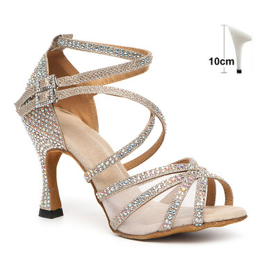 SWDZM Rhinestone naiste ladina tantsujalatsid Ladina-salsa tüdrukute tantsukingad Mustad läikivad peotantsukingad tüdrukutele naistele
