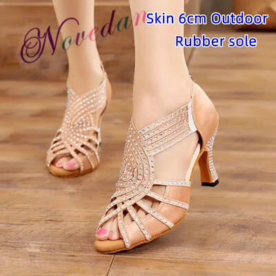 Γυναικεία παπούτσια χορού για πάρτι Σατέν γυαλιστερά στρας για εξωτερικούς χώρους/λατινικά παπούτσια χορού Γυναικεία παπούτσια χορού Salsa Προσαρμοσμένα ψηλοτάκουνα παπούτσια