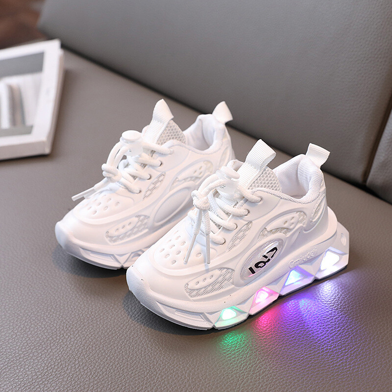 Jauni tenisa apavi LED bērniem, vilcienu zēniem, meitenēm, ikdienas sporta apaviem bērniem, plakaniem, elpojošiem sporta apaviem, mazuļiem apgaismojošiem apaviem