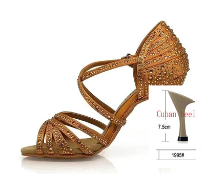 Karsti pārdod latīņu deju apavus profesionālas mīkstas zoles balles deju kurpes mežģīņu briljanta performances deju kurpes