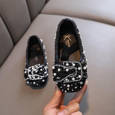 Pavasara bērnu mežģīņu bantītes Princeses Kurpes Meitenēm Rhinestone Ādas Apavi Bērnu Krāsaini Sequins Kurpes Studentu Apavi J178