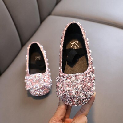 Pavasara bērnu mežģīņu bantītes Princeses Kurpes Meitenēm Rhinestone Ādas Apavi Bērnu Krāsaini Sequins Kurpes Studentu Apavi J178