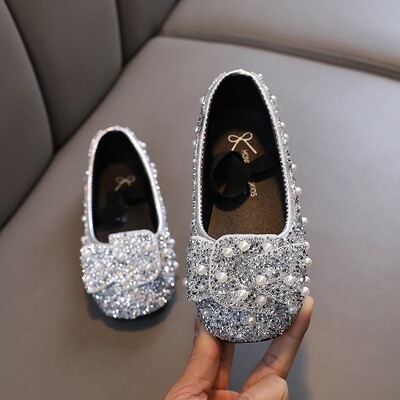 Pavasara bērnu mežģīņu bantītes Princeses Kurpes Meitenēm Rhinestone Ādas Apavi Bērnu Krāsaini Sequins Kurpes Studentu Apavi J178