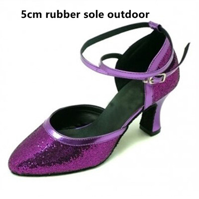 Salsa deju apavi ar slēgtu purngalu Sieviešu latīņu deju apavi Glitter augstpapēžu kurpes 5cm 6cm 7cm balles tango deju kurpes Sieviešu sandales
