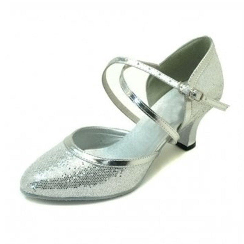 Obuća za salsu sa zatvorenim prstima Ženska obuća za latino ples Svjetlucave cipele na visoku petu 5 cm 6 cm 7 cm Obuća za plesne tango plesove Ženske sandale