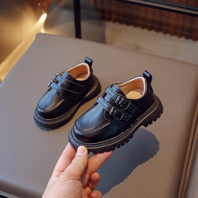 Bērnu rudens ādas apavi ikdienas skolas zēniem meitenēm viena apavu izmērs 21-30 Toddler melni brūni apaļas purngala ikdienas apavi bērniem