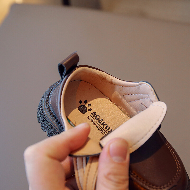 Bērnu rudens ādas apavi ikdienas skolas zēniem meitenēm viena apavu izmērs 21-30 Toddler melni brūni apaļas purngala ikdienas apavi bērniem