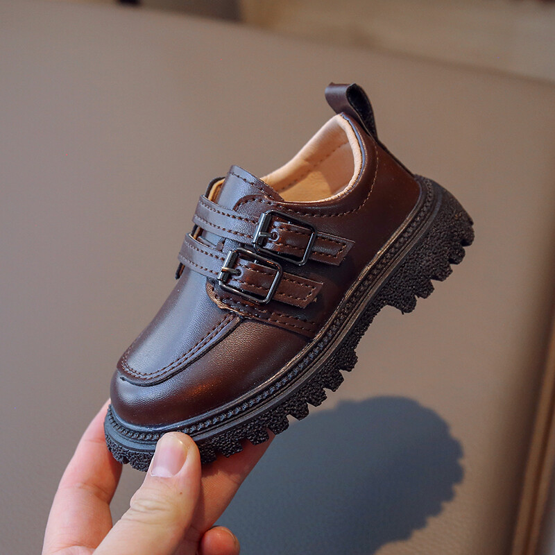 Bērnu rudens ādas apavi ikdienas skolas zēniem meitenēm viena apavu izmērs 21-30 Toddler melni brūni apaļas purngala ikdienas apavi bērniem