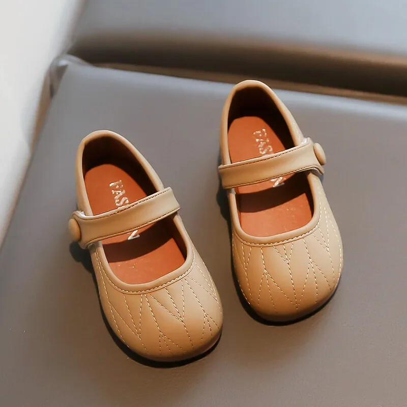 Vaikų princesių šokių batai minkštu padu 2025 m. Nauji plokščiapadžiai Vienspalviai Batai Vaikams Mary Jane Apvalus pirštas Elegant Sweet