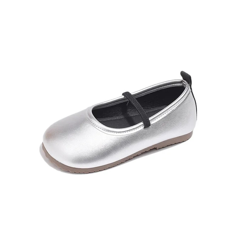 2024 m. rudens Nauji vaikiški odiniai batai mergaitėms Madingi korėjietiško stiliaus minkšta apačia, vienspalviai kasdieniai, universalūs, elegantiški plokščiapadžiai