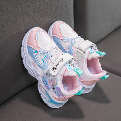 Disnėjaus laisvalaikio batai Tinkliniai kvėpuojantys batai Frozen Priness Elsa Vaikiški laisvalaikio balti batai 26-37 dydžio sportbačiai