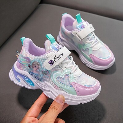 Disnėjaus laisvalaikio batai Tinkliniai kvėpuojantys batai Frozen Priness Elsa Vaikiški laisvalaikio balti batai 26-37 dydžio sportbačiai