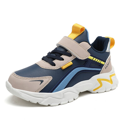 Bērnu un zēnu ādas ūdensnecaurlaidīgi sporta apavi bērniem, moderni ikdienas sporta apavi, skolas klases ceļu pretslīdes skriešanas apavi