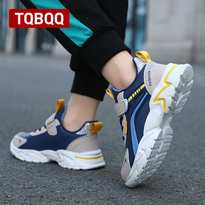 Bērnu un zēnu ādas ūdensnecaurlaidīgi sporta apavi bērniem, moderni ikdienas sporta apavi, skolas klases ceļu pretslīdes skriešanas apavi