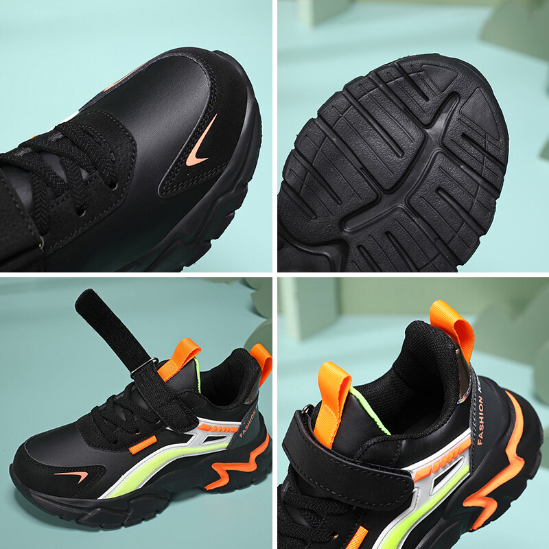 Bērnu un zēnu ādas ūdensnecaurlaidīgi sporta apavi bērniem, moderni ikdienas sporta apavi, skolas klases ceļu pretslīdes skriešanas apavi