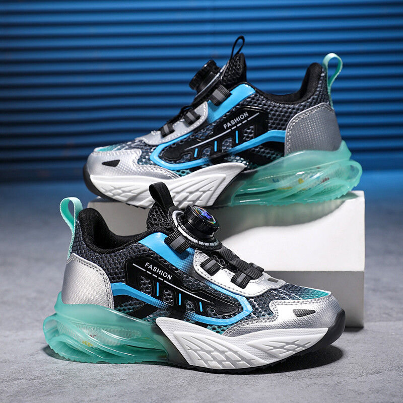 Dječja modna sportska obuća Dječaci Djevojčice Ležerne tenisice s rotirajućim gumbima Prozračno mekano dno Dječje mrežaste tenisice za trčanje