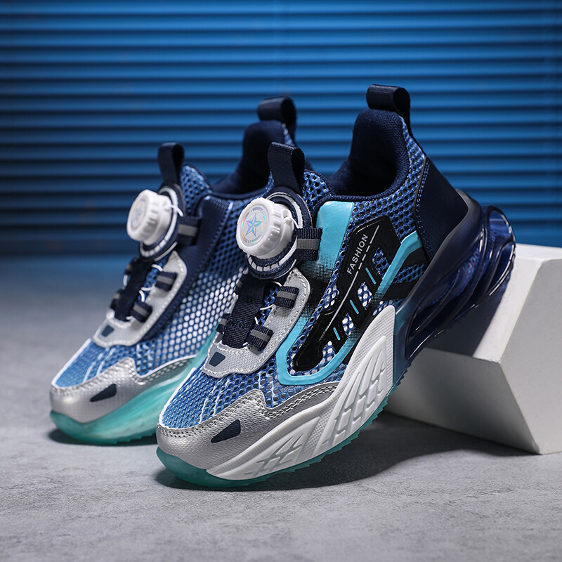 Dječja modna sportska obuća Dječaci Djevojčice Ležerne tenisice s rotirajućim gumbima Prozračno mekano dno Dječje mrežaste tenisice za trčanje